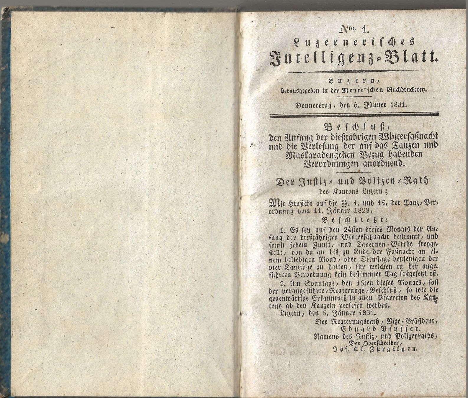 Libri: Luzernerisches Intelligenz-Blatt 1831 – Usato da Bern venduto da Grindelwaldaus