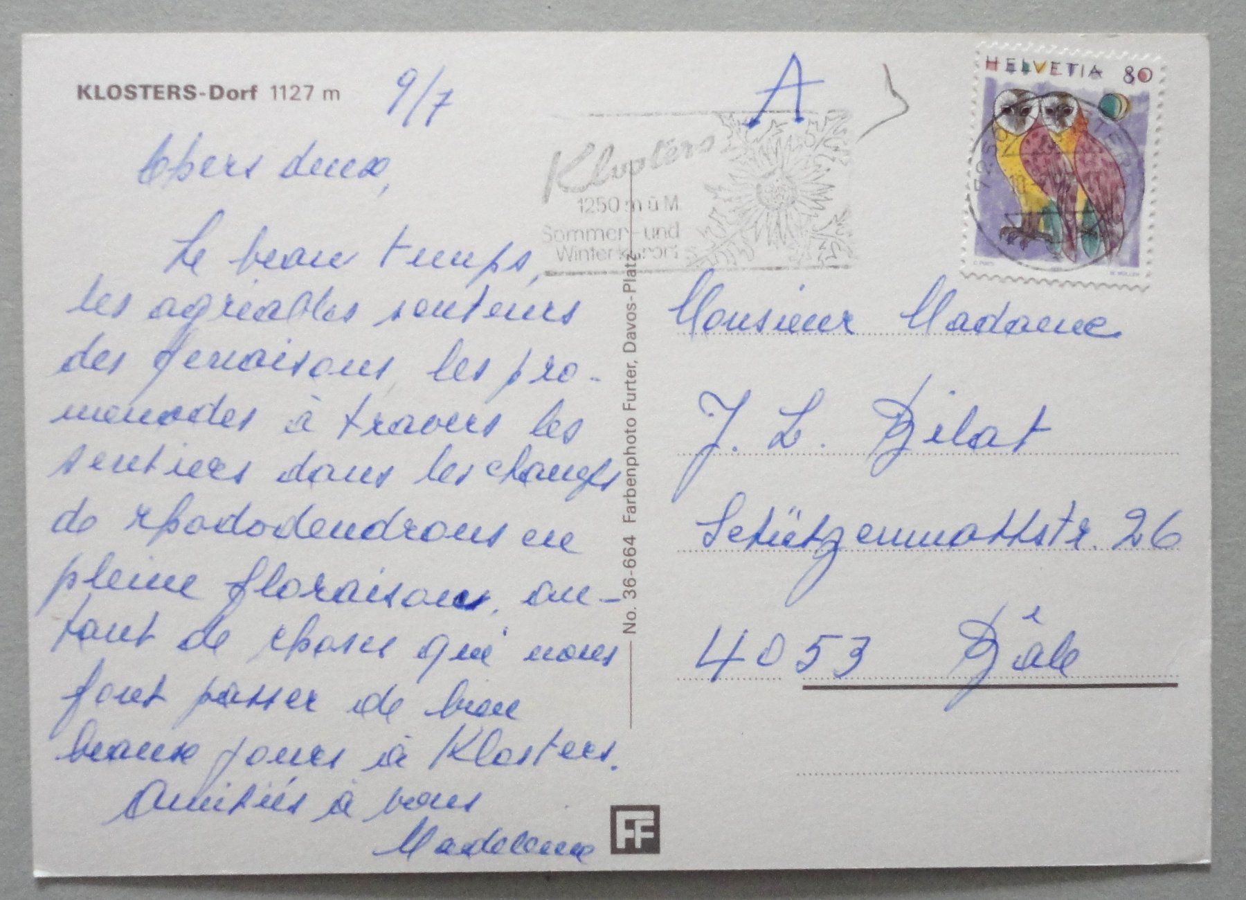 Cartoline postali: Klosters-Dorf 1127 m – Usato da Fétigny venduto da Billy2miny 1