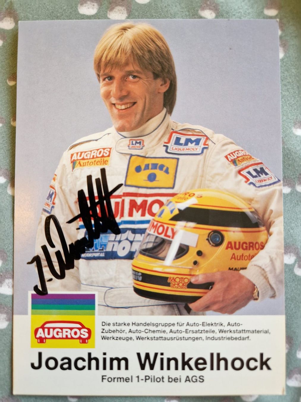 Autografi: Autographe JOACHIM WINKELHOCK F1 – Usato da Lutry venduto da SwissBBCards