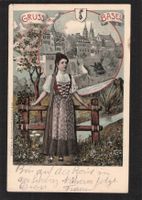 #Gruss aus Basel , gel. 1905