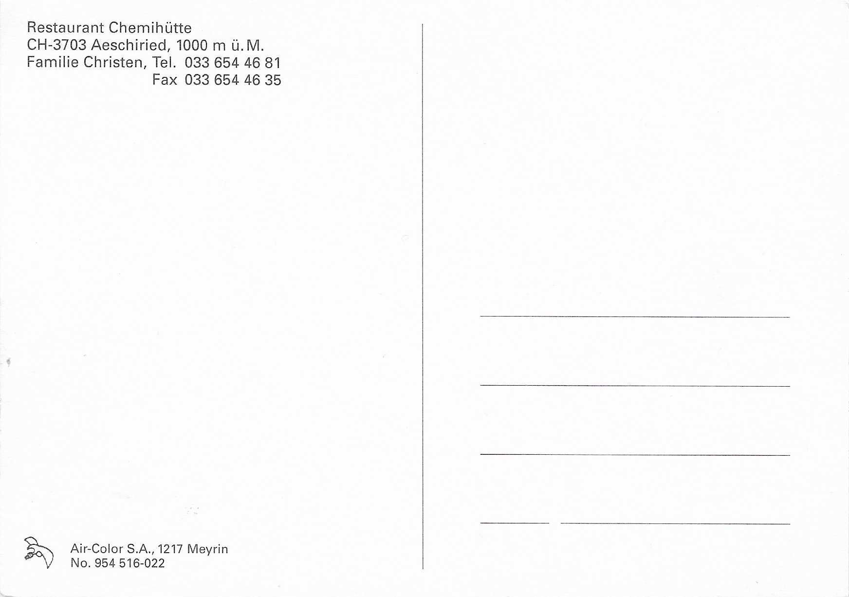 Cartoline postali: Restaurant Chemihütte Aeschiried BE – Nuovo (secondo la descrizione) da Rothrist venduto da Stranglehold 1