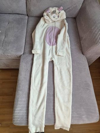 Einhorn Einteiler Schlafanzug weiss violett gebraucht