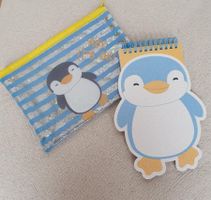 Set Etui und Notizbuch mit Pinguin Motiv / Papeterie