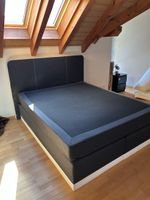 Boxspringbett dunkelgrau mit weissem Bettrahmen zu verkaufen