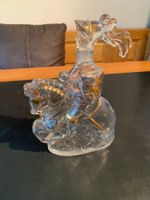 Glas dekantier Karaffe Ritter mit Pferd, Goldverziehrung