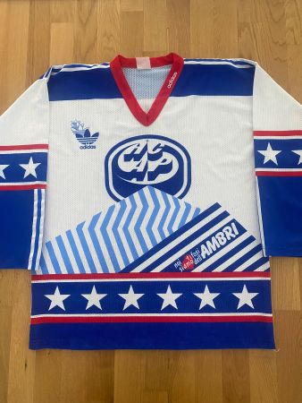 HC AMBRI PIOTTA TRIKOT RICK TSCHUMI 1990/91 HCAP ADIDAS XL