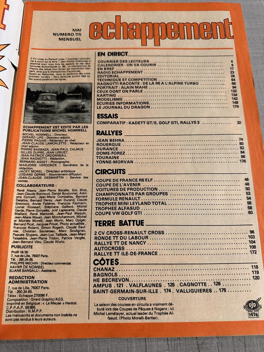 Riviste & Magazine: Magasine échappement N115 1978 – Usato da Cointrin venduto da plasticover 3