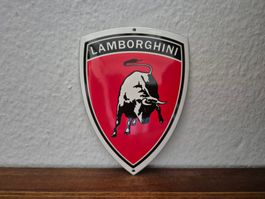 Emailschild Lamborghini Wappen Werkstatt Logo Emaille Schild
