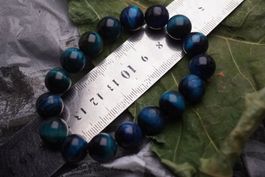 Tigerauge Blau   12mm   Kugel Armband   –Lot Adlun-