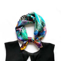 New 53cm Silk Scarf, Zebra Nature Print Halstuch 100% Silk