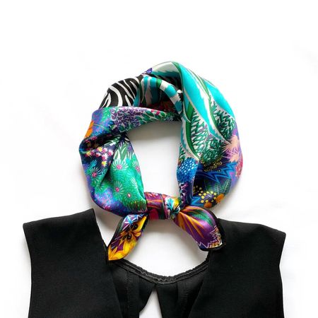 New 53cm Silk Scarf, Zebra Nature Print Halstuch 100% Silk