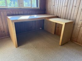IKEA MALM Schreibtisch mit Ausziehplatte  Birkenoptik