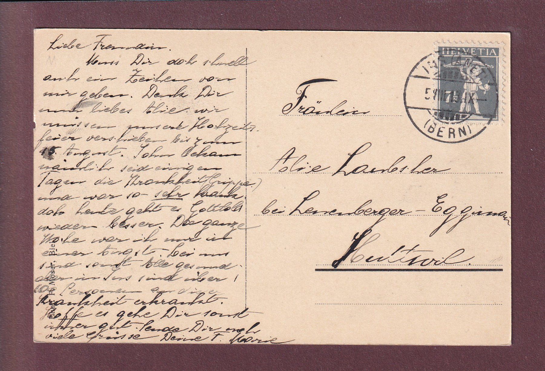Cartoline postali: INS (Anet) - Kirche - 1918 – Usato da Pully venduto da nicecards 1