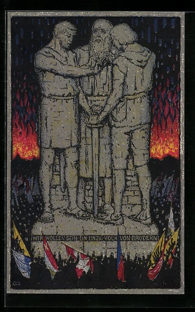 Cartoline postali: Schweizer Bundesfeier 1915, Denkmal mit  – Usato da Berlin venduto da bartko-reher