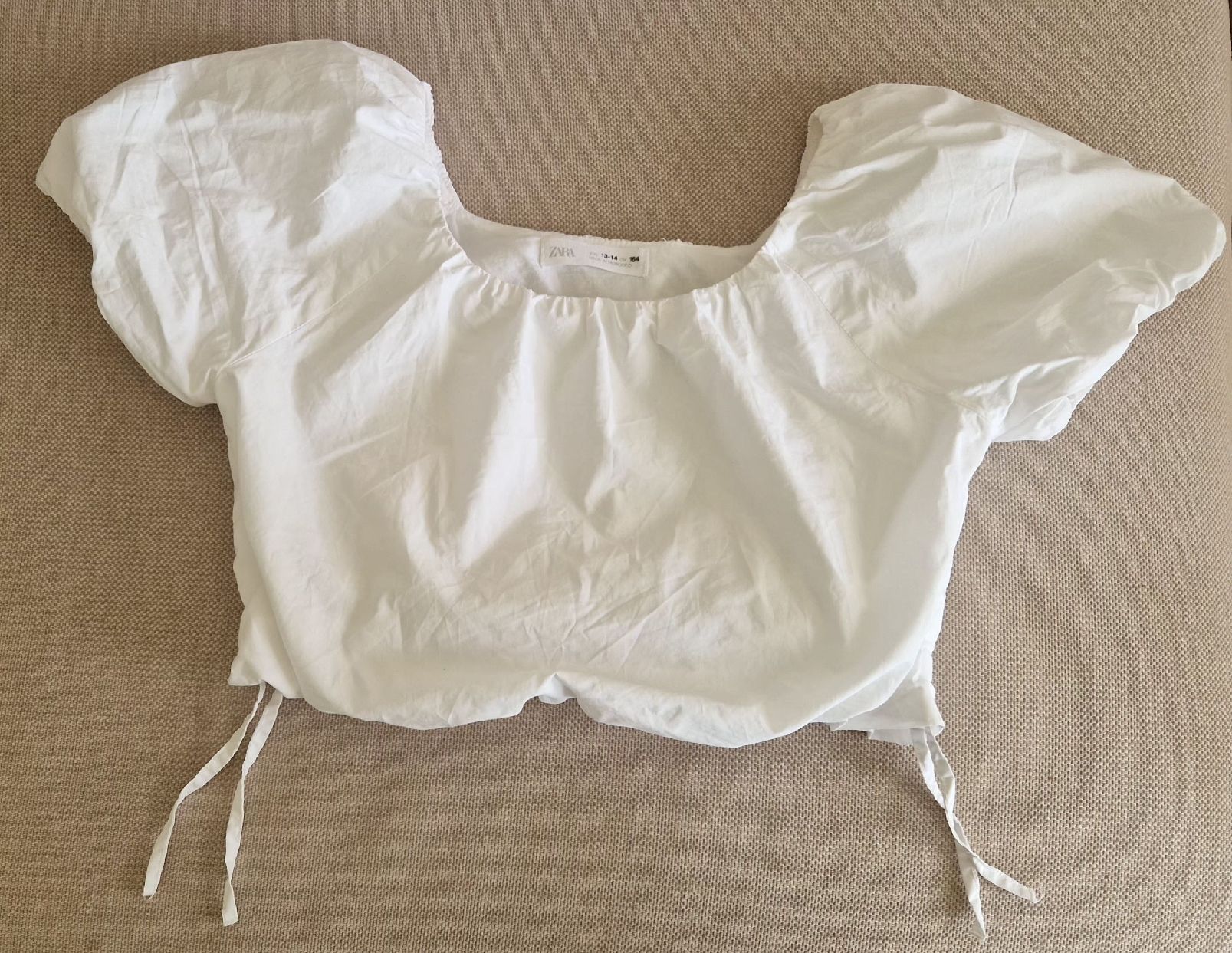 Zara Camicette, T-shirt & Top: ZARA Top Weiss Gr. 164 Puffärmel  – Nuovo (secondo la descrizione) da Appenzell venduto da Top_Top