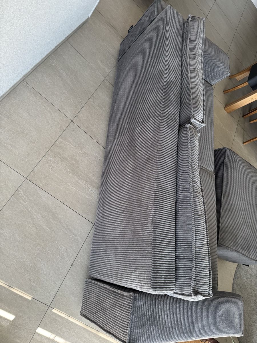 Divani: Sofa Bett Funktion mit Hocker Bobochic grau Cord – Usato da Aarwangen venduto da Sandro_66 1
