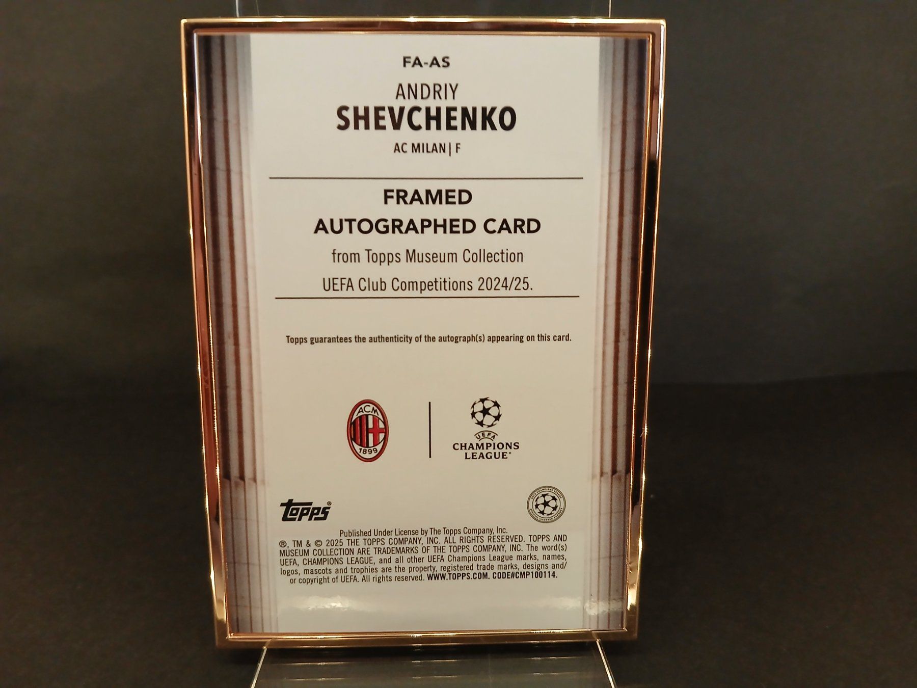 Topps Carte collezionabili: Topps Museum Andriy Shevchenko Gold Frame Auto /75 ab 1.- – Nuovo (secondo la descrizione) da Schaffhausen venduto da Hariyama 1