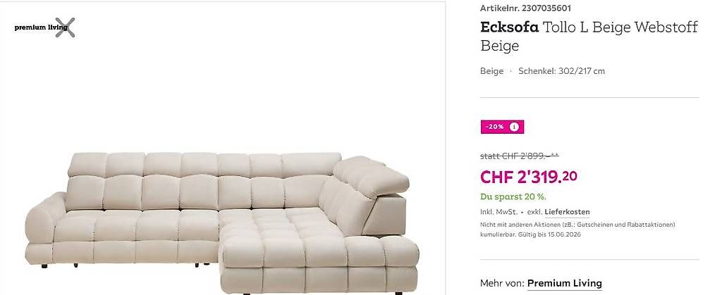 Mömax Divani: Ecksofa Tollo L Mömax – Nuovo (secondo la descrizione) da Cham venduto da screwless 1