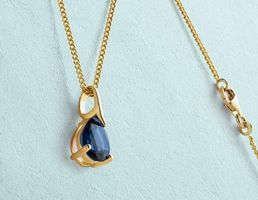 Saphir Anhänger Echtgold mit Kette s925