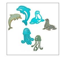 Neues Set Stanzschablonen-Set Meerestiere, Delfin, Robbe