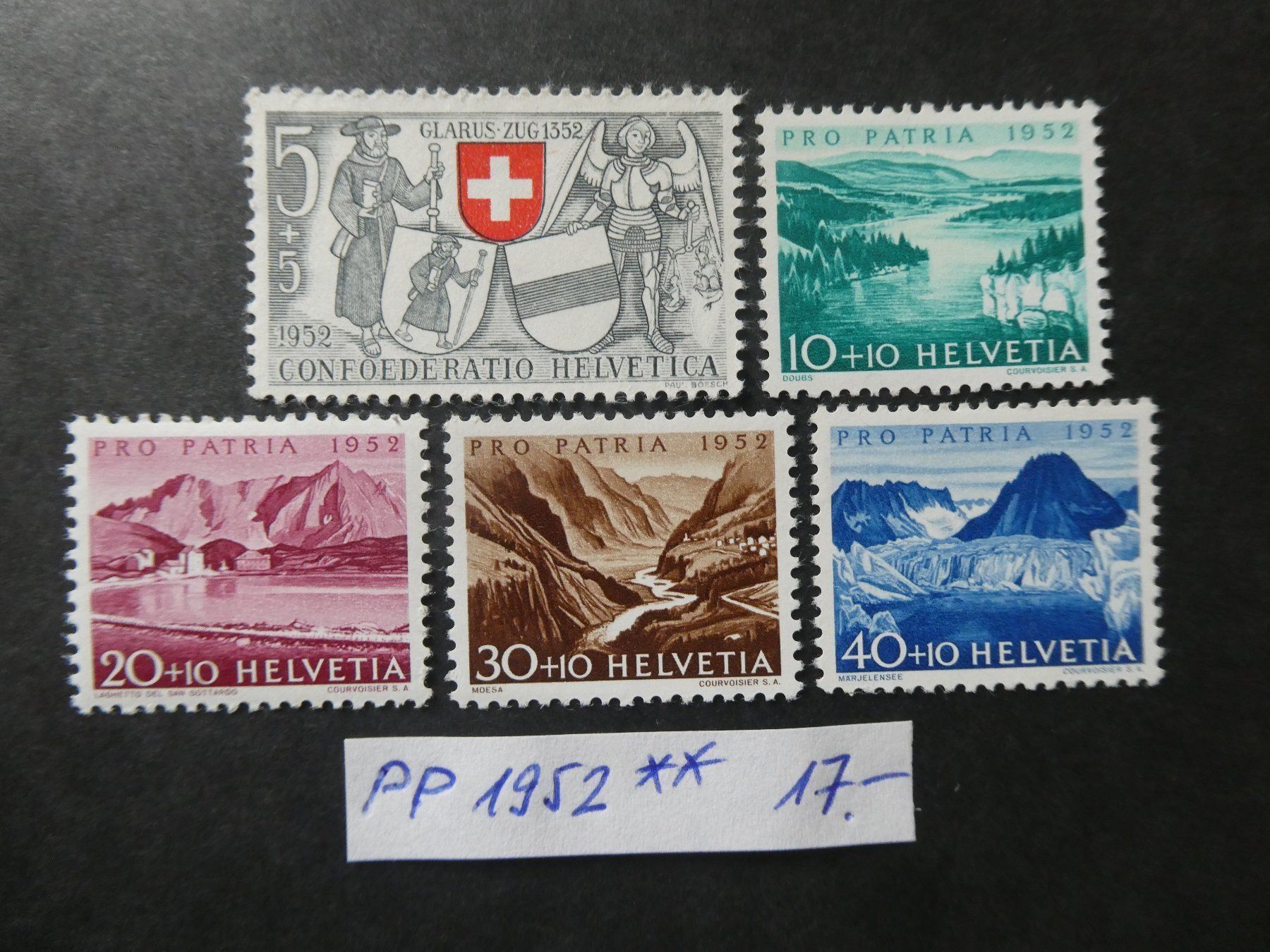Alle Briefmarken: Pro Patria 1952 postfrisch – Gebraucht aus Lausen von Herbamare01