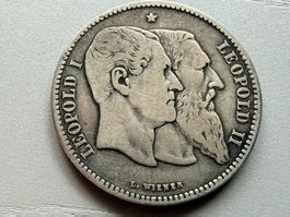 2 Franc 1830-1880 Belgien-Silber 835/1000 - ca.10 Gramm