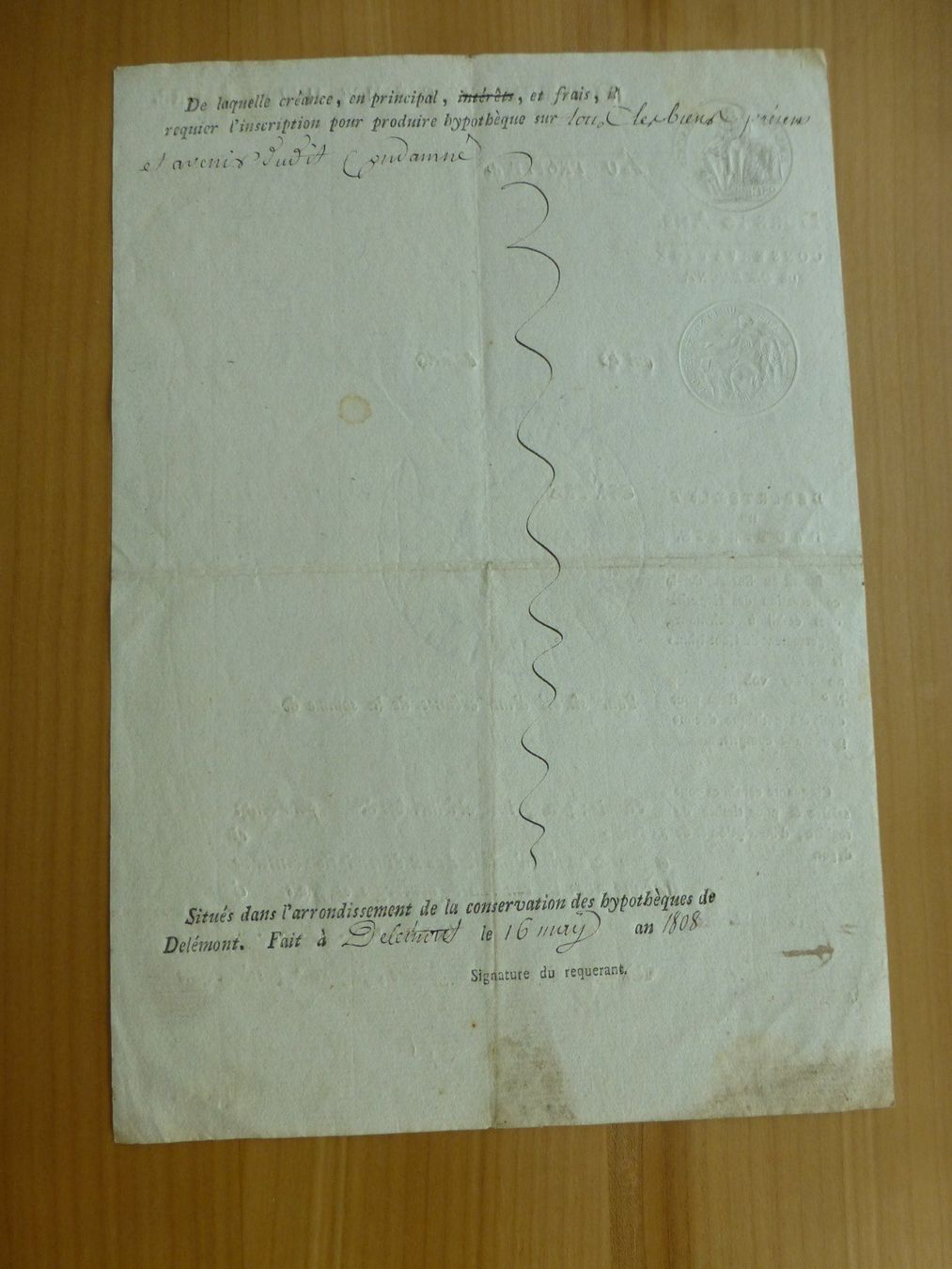 Documents: Delemont, Hypothek, 16.May 1808 – D'occasion à Bettlach par 1saurer 2