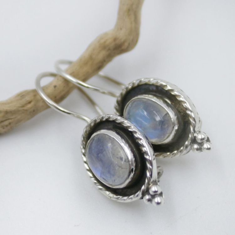 Ohrstecker 925 Sterling Silber mit Mondstein oval 8mm