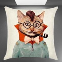 😸 Lustiger Kissenbezug: Katze mit Tabakpfeife 💫