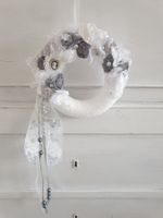 Kranz Deko Shabby Chic Spitze Geschenk Muttertag Grau Weiss