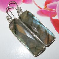 Ohrringe LABRADORIT 925 Silber facetiert