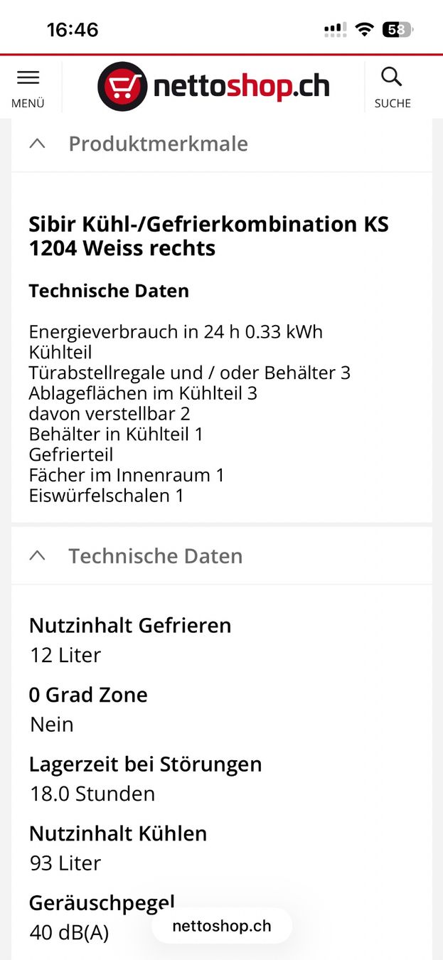 Sibir Frigoriferi: Kühlschrank Sibir KS 1204 mit Gefrierfach, freistehend – Usato da Zürich venduto da nuesim 5