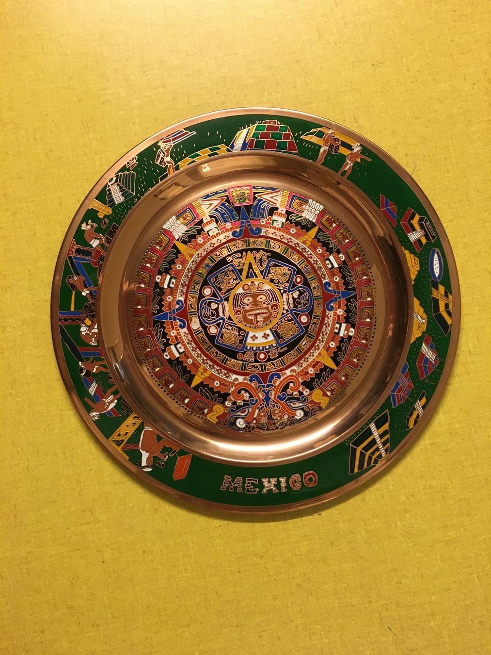 Tutte le decorazioni: Mexikanischer Kupferteller, Wandteller, Aztekenkalender. – Usato da Lanzenhäusern venduto da vic63