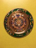 Mexikanischer Kupferteller, Wandteller, Aztekenkalender.