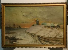 Original Ölgemälde 1916 – C. Cornu – Winterlandschaft