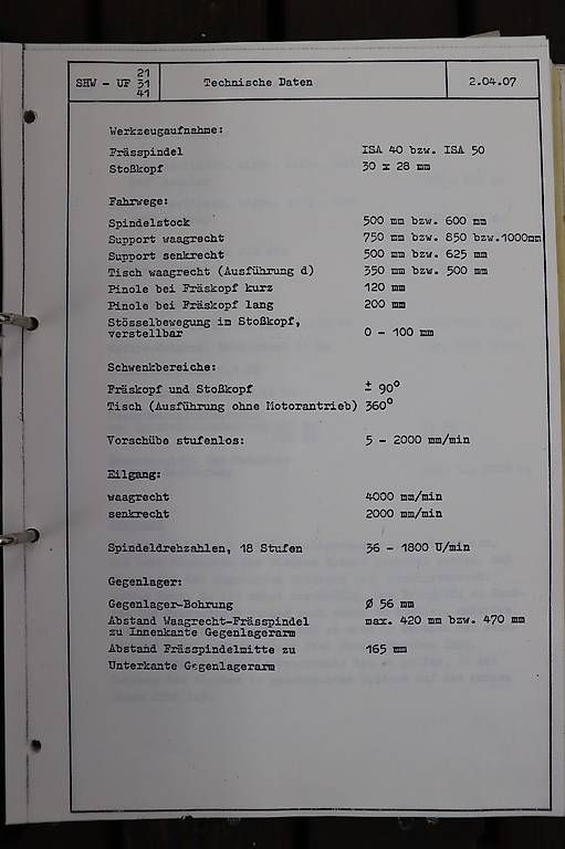 Tutte le macchine: Fräsmaschine SHW UF21 – Usato da Seedorf UR venduto da GIPO_GISLER_POWER_AG 3