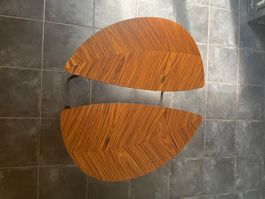 Tischset furniert Blattform Nussbaum 2 Stck. Vintage