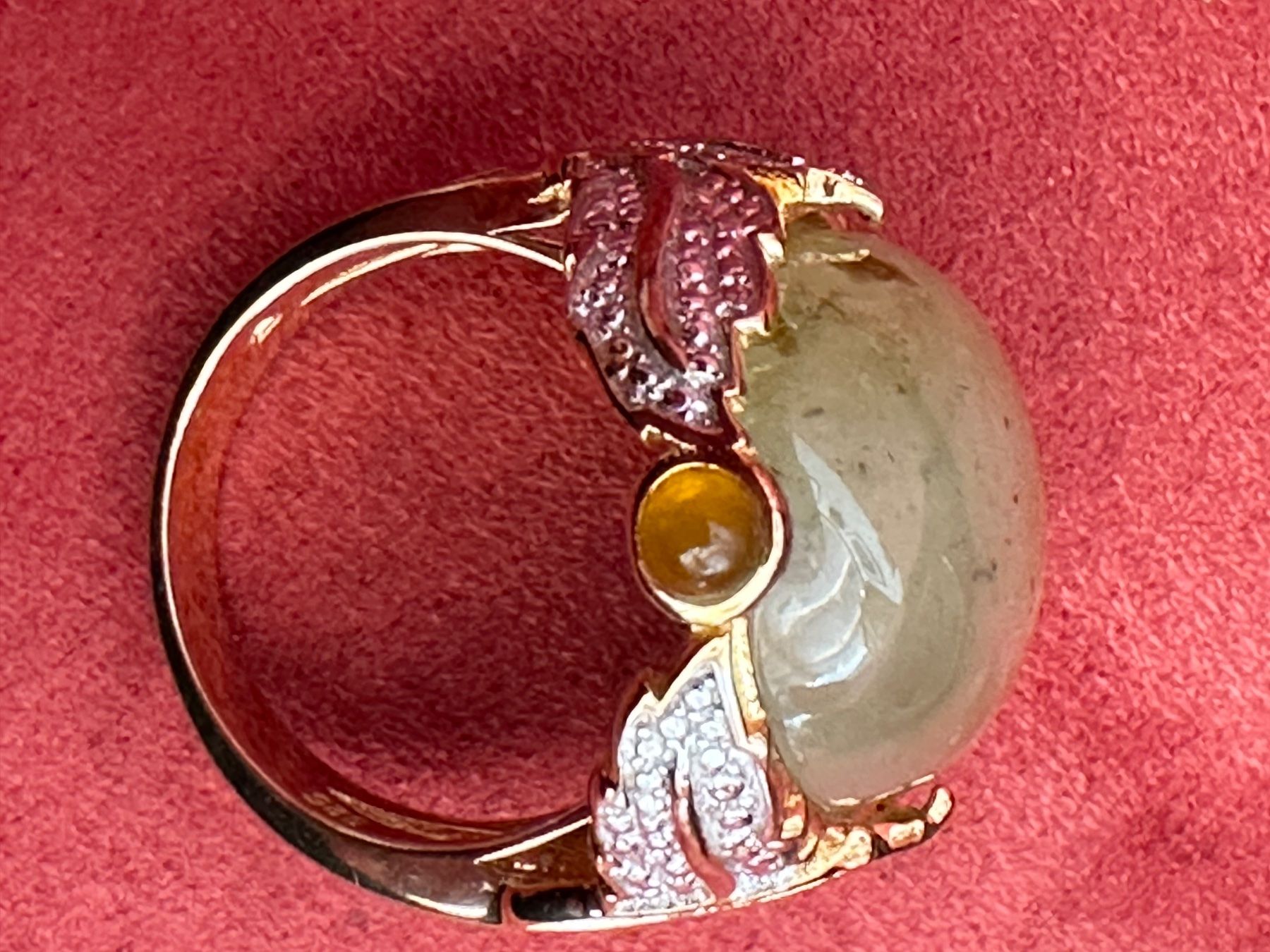 Anelli: Grosser Halbedelstein Ring Silber vergoldete – Usato da Herbriggen venduto da Sehrazade 3