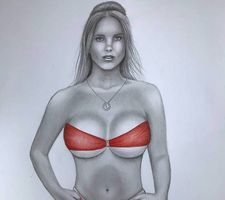 Délicieuse naïade, format A4, dessin original, signé
