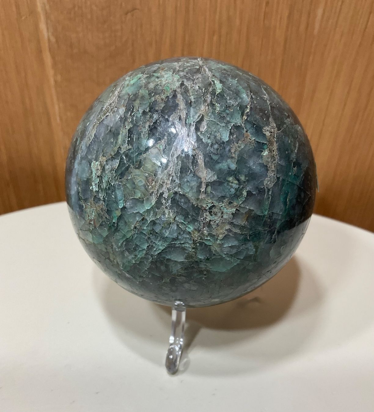 Minerali & Pietre curative: Wunderschöner Chrysokolla Quarz Kugel mit Ständer aus Peru – Nuovo (secondo la descrizione) da Gibswil venduto da BestePreis 2