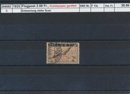 1935 Flugpost - 2.00 Fr., Kreidepapier geriffelt, gestempelt