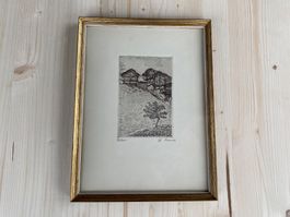 schöne alte Walliser Radierung von B. Bornet