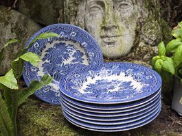 Suppenteller EIT England blau weiss Dekor 9 Stück wie neu