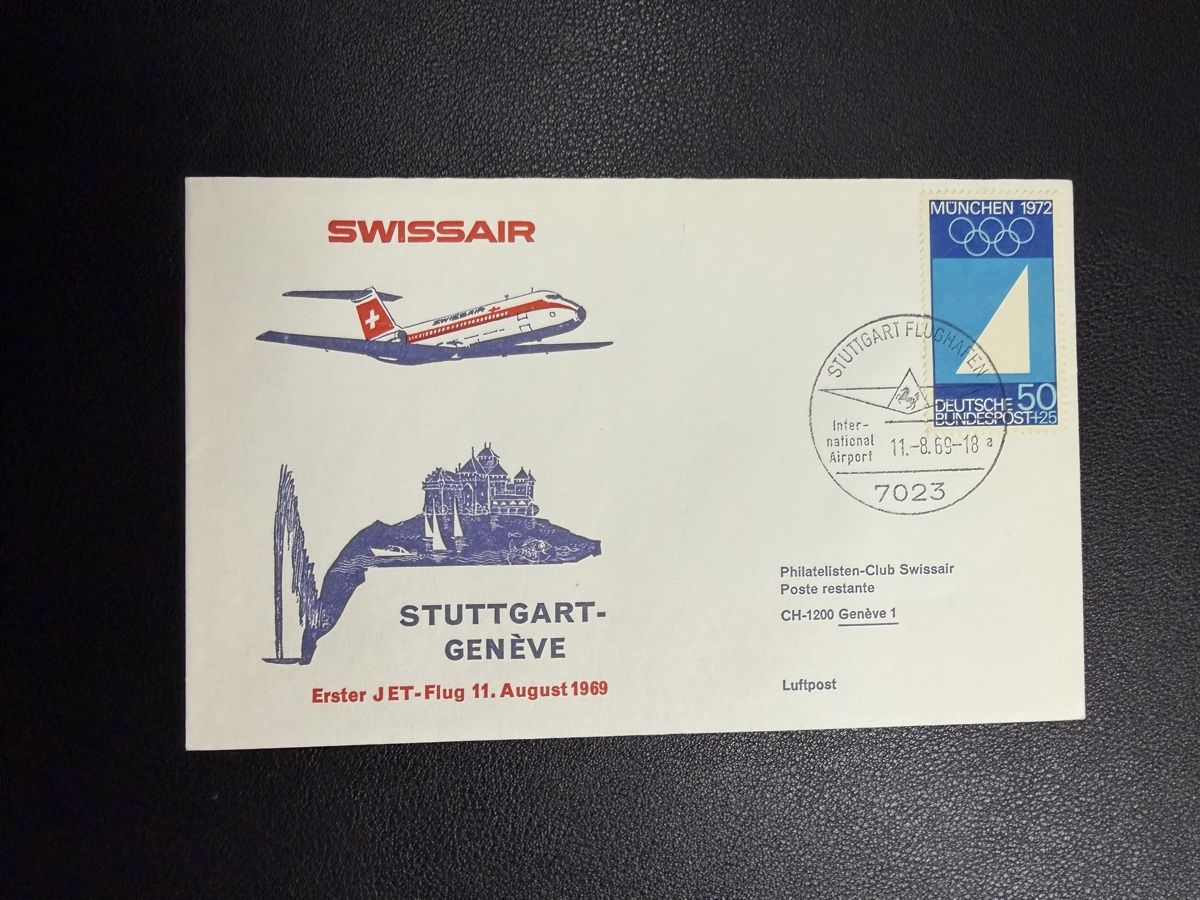 Tutti i francobolli: Swissair Erstflugbrief Stuttgart - Genf 1969 – Usato da oberrüti venduto da jeanmei