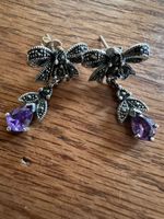 Ohrhänger, Silber mit Amethyst, viktorianisch