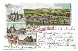 Gruss aus Gossau (SG) Neue Bahnhofstrasse  uralte Litho 1899