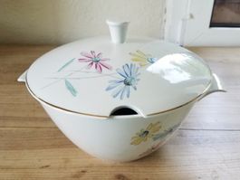 Kahla Schüssel Suppenschüssel Blumen, 60er Jahre Mid Century