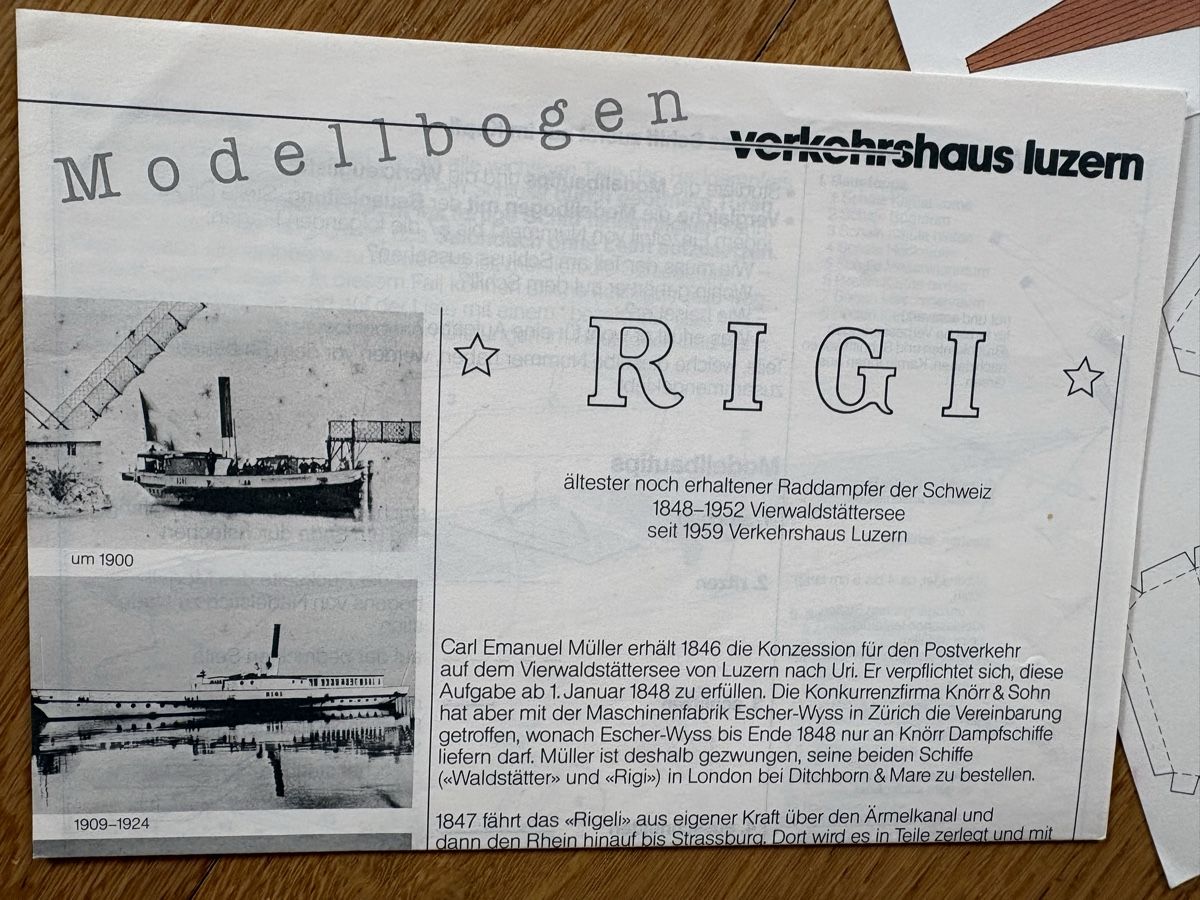 Kit bricolage: Set 3x Modellbogen Bleriot- Rigi- Rheinschiff - 80-90er – Nuovo (secondo la descrizione) da Zweisimmen venduto da Domii 4