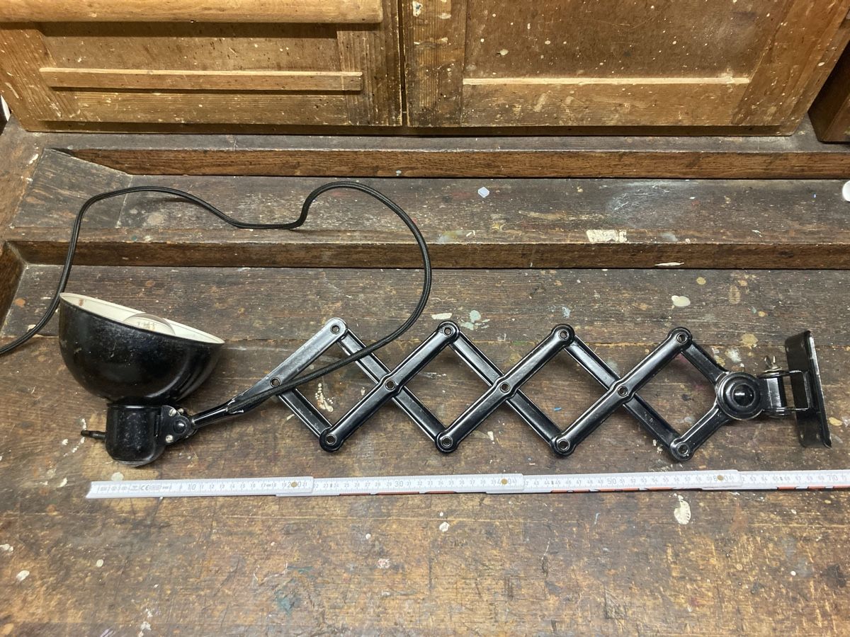 Kaiser Lampade: Kaiser Idell Scherenlampe schwarz, Stoffkabel, CH-Stecker – Usato da Schaffhausen venduto da Mano99 7