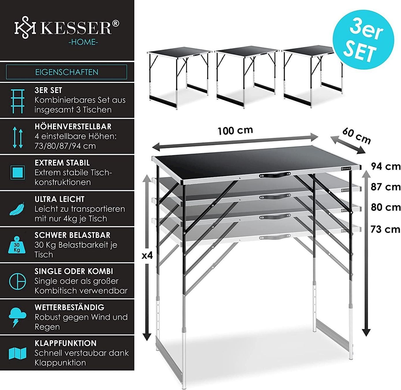 Set di tavolo e panche: KESSER Multifunktionstisch Schwarz – Nuovo e nell'imballaggio originale da Bottighofen venduto da zaap 1